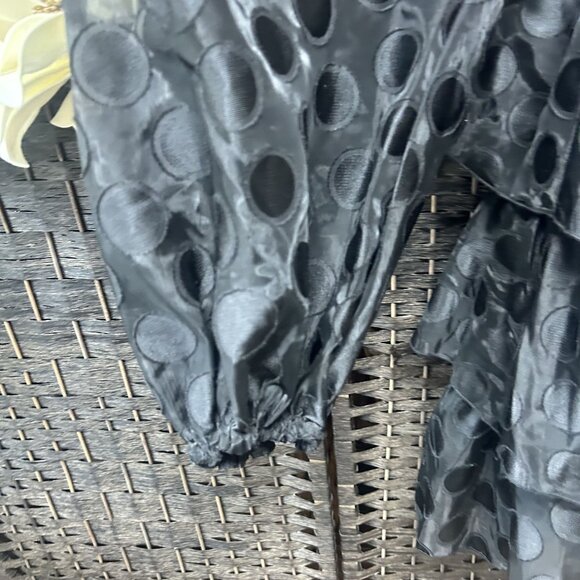 ASOS Luxe Black Square Neck Tiered Polka Dot Fit & Flare Dress Size US 10 NWOT - Picture 7 of 10